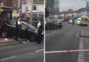 The crash happened in Ilford Lane this morning (February 16)