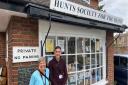 Volunteers outside Huntingdonshire Society for the Blind on St Mary's Street in Huntingdon