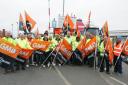 Members of the GMB union during the strikes
