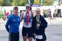 Rob Sargent, Carlie Qirem and Julia Galea at Manchester Marathon