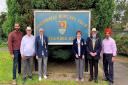Goodmayes Bowls Club was visited by Cllr Roy Emmett, Mayor of Redbridge (second from right), and Cllr Jas Athwal (far right), leader of Redbridge Council, to commemorate its centenary