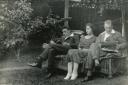Edith, her husband and her lover on a bench in their Ilford garden. Picture: Rene Wilson