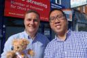Ilford North MP Wes Streeting with Kaleigh's bear, and Scott Lau. Mr Streeting has campaigned for more funding into DIPG.