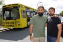 Rizwan Shamim and Atif Jaleel with the bus