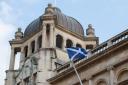 The Saltire, Scotland's national flag flies over Redbridge's Town Hall alongside the Union flag (Picture:: Arnaud Stephenson)