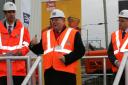 Crossrail boss Matt White, MP Mike Gapes and council leader Keith Prince at the Crossrail depot