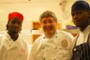 Chef Giancarlo Caldesi (centre) with Redbridge College students