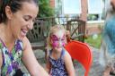 Barleycroft Care Home Open Day. 
Stacey Boot of Staceys Facepainting, decorating guest Olivia Rose Taylor 3 with a butterfly. Picture: Melissa Page