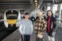 TikTok influencer Tom Rees (middle) with Thameslink staff members Nathan Hartnell and Justin Nathan