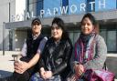 Chadwell Heath girl Areeb Khan, 17, with her dad Saqib and mum Bushra outside the Royal Papworth Hospital