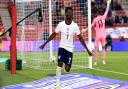 England's Bukayo Saka celebrates scoring their side's first goal of the game during the International Friendly at The Riverside Stadium, Middlesbrough. Picture date: Wednesday June 2, 2021.