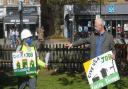 Tina Da Costa from Wanstead Climate Action with John Cryer, MP for Leyton and Wanstead at a demonstration calling for more green jobs.