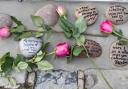Stones in Redbridges Covid-19 Memorial Garden in Valentines Park, Ilford