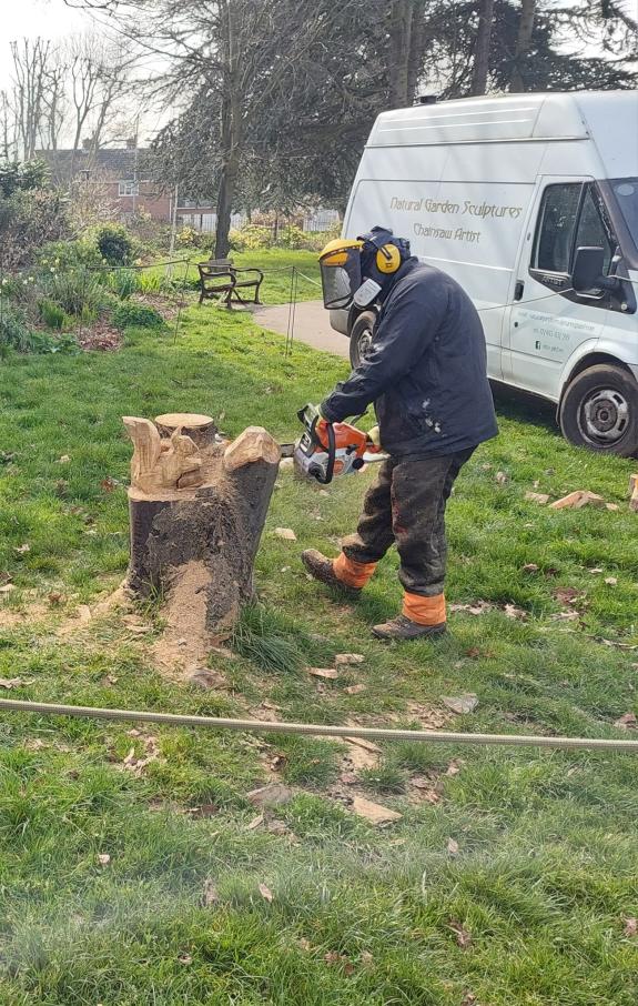 Ilford Recorder: Marshall working on his squirrel carving Ilford Recorder: Marshall working on his squirrel carving
