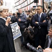 Barrister Alejandra Llorente Tascon speaking outside the Old Bailey, where advocates from the Criminal Bar Association are taking part in planned strike action