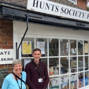 Volunteers outside Huntingdonshire Society for the Blind on St Mary's Street in Huntingdon