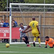 St Ives Town put pressure on the Barking goal during their FA Cup tie