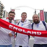 England fans outside Wembley Stadium ahead of the UEFA Euro 2020 semi final match between England and Denmark. Picture date: Wednesday July 7, 2021.