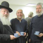 The leaders of the East London Three Faiths Forum Rabbi David Singer, Mohammed Omer and Rev Canon Ian Tarrant.
