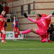 Aaron Drinan of Leyton Orient scores against Ebbsfleet United in the FA Cup