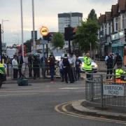 The scene on Cranbrook Road at the junction with Emerson Road in Gants Hill last night