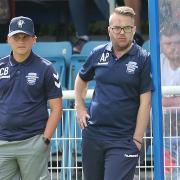 Ilford manager Adam Peek during Redbridge vs Ilford, Emirates FA Cup Football at Oakside Stadium on 7th August 2021