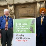 Mayor of Redbridge Cllr Roy Emmett and council leader Cllr Jas Athwal with volunteers from Ilford Salvation Army