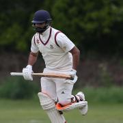 Paresh Kalley of Oakfield during Gidea Park and Romford CC (fielding) vs Oakfield Parkonians CC, Hamro Foundation Essex League Cricket at Gidea Park Sports Ground on 15th May 2021