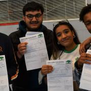 Pupils receiving their results at Oaks Park High School