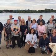 Some of the group on their weekly Thursday evening sunset walk around Fairlop Waters