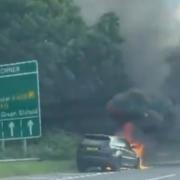 A car fire near the Waterworks Corner Roundabout has caused delays on the A406.