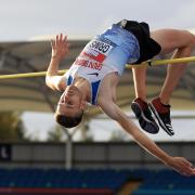 MANCHESTER, ENGLAND - SEPTEMBER 04: In this handout image provided by British Athletics, William Grimsey of Great Britain competes in Men's High Jump during day one of Muller British Athletics Championships at Manchester Regional Arena on September 04,