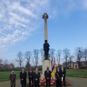 There was a very small ceremony at the Ilford War Memorial with all public services cancelled due to the pandemic. Picture: Jas Athwal