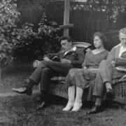 Edith, her husband and her lover on a bench in their Ilford garden. Picture: Rene Wilson