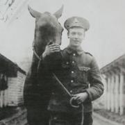 George Coombes with a Field Artillery horse