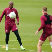 West Ham United\'s Angelo Ogbonna during a training session at Rush Green