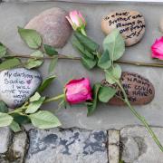 Stones in Redbridges Covid-19 Memorial Garden in Valentines Park, Ilford