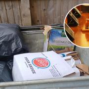 The pizza shop had filled residential bins with branded commercial waste