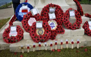 Poppy wreaths were laid at the foot of Ilford War Memorial